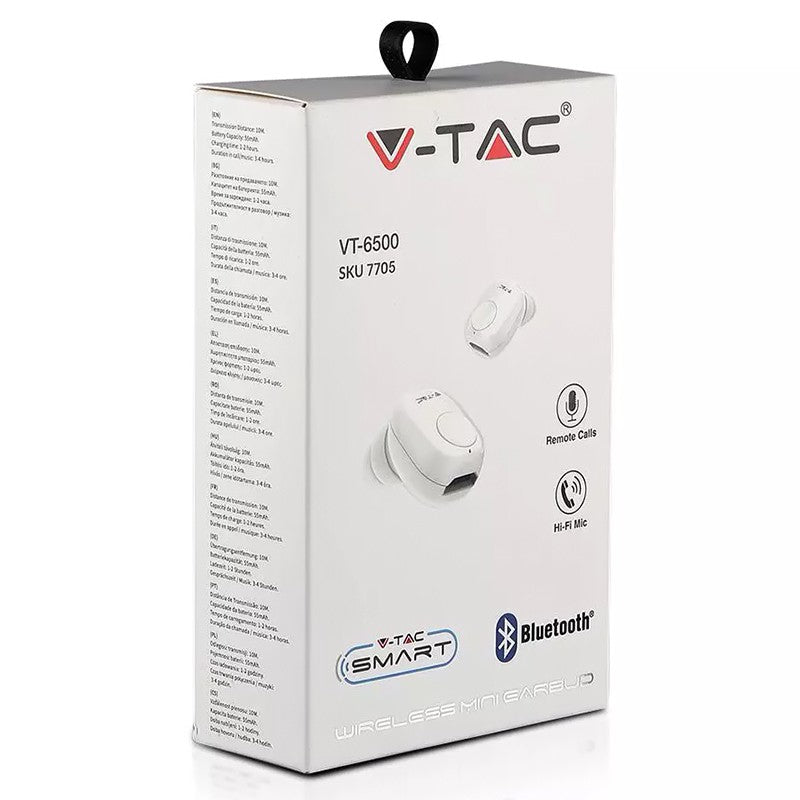 Căști Bluetooth Earbuds wireless cu baterie 55 mAh V-Tac