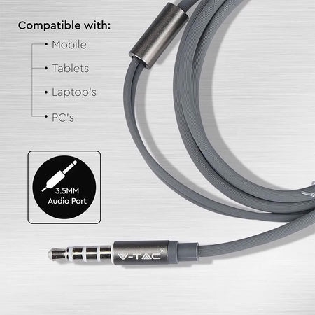 Căști tip dop gri confortabile, design simplu V-Tac SKU-7706