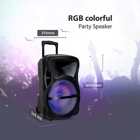 Boxă portabilă iluminată LED de 15 inch cu 50 W RMS și USB/SD/Bluetooth/FM V-Tac SKU-7738