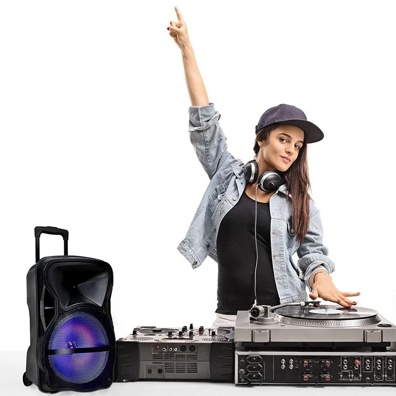 Boxă portabilă iluminată LED de 15 inch cu 50 W RMS și USB/SD/Bluetooth/FM V-Tac SKU-7738