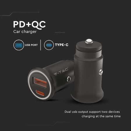 Incarcator Auto Quick Charge Usb + Tip C