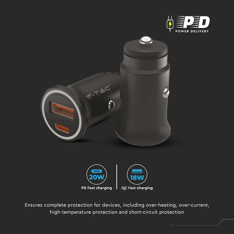 Incarcator Auto Quick Charge Usb + Tip C
