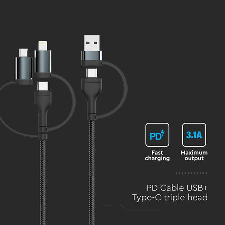Cablu 5in1 Tip C - Microusb - Usb - Lightning 1.2m