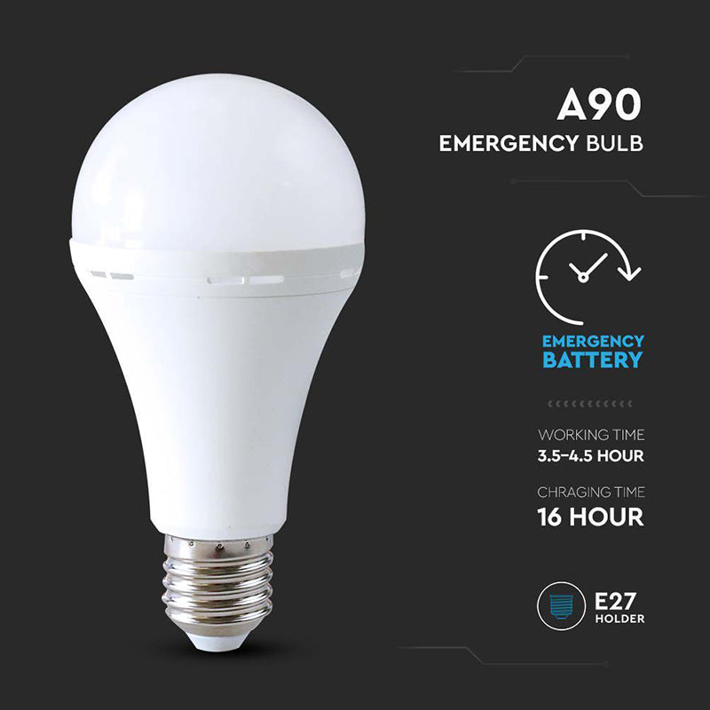 Bec LED A90 15 W 4000K pentru urgență 3 ore, E27, 1200 lm, V-Tac SKU-7795