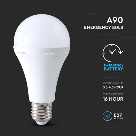 Bec LED A90 15 W 4000K pentru urgență 3 ore, E27, 1200 lm, V-Tac SKU-7795