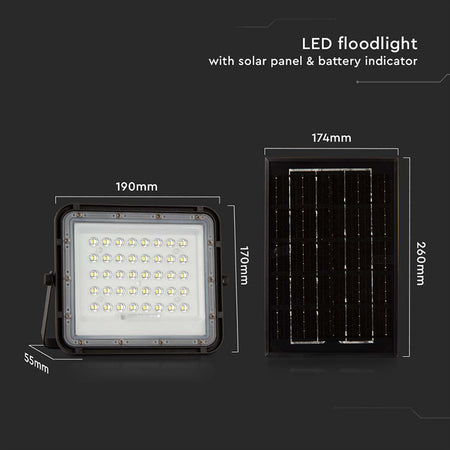 Reflector cu încărcare solară LED 6W 400 lm IP65 V-Tac