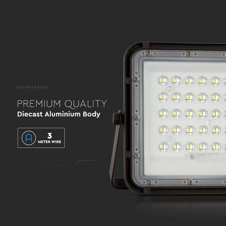 Reflector cu încărcare solară LED 10W 800 lm IP65, aluminiu negru, V-Tac