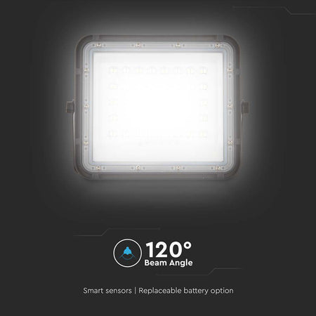 Reflector cu încărcare solară LED 10W 800 lm IP65, aluminiu negru, V-Tac