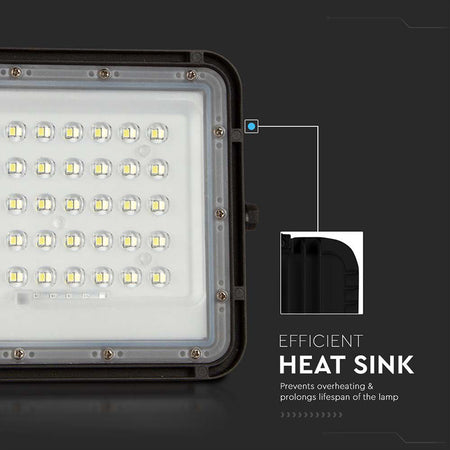 Reflector cu încărcare solară LED 10W 800 lm IP65, aluminiu negru, V-Tac