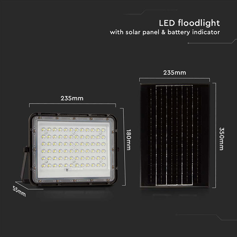 Reflector cu încărcare solară 15 W 1200 lm 4000K negru V-Tac SKU-7826