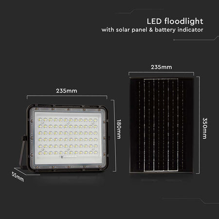 Reflector cu încărcare solară 15 W 1200 lm 4000K negru V-Tac SKU-7826