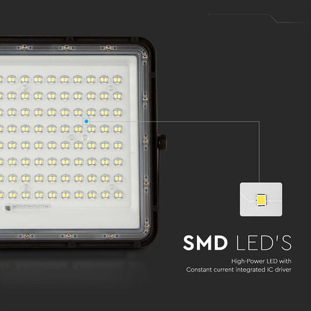 Reflector LED cu încărcare solară 20W 1800 lm, IP65, V-Tac