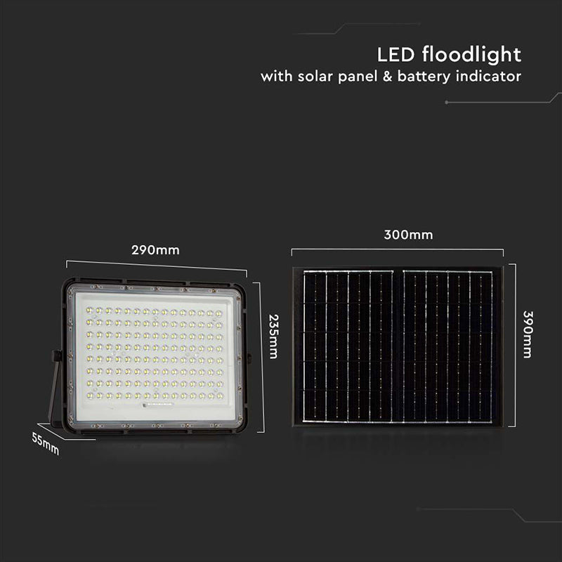 Reflector LED cu încărcare solară 20W 1800 lm, IP65, V-Tac