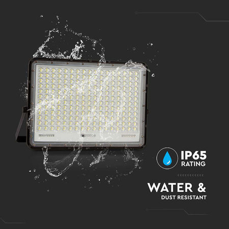 Reflector cu încărcare solară 30 W, 6400K, aluminiu negru, IP65, V-Tac SKU-7829