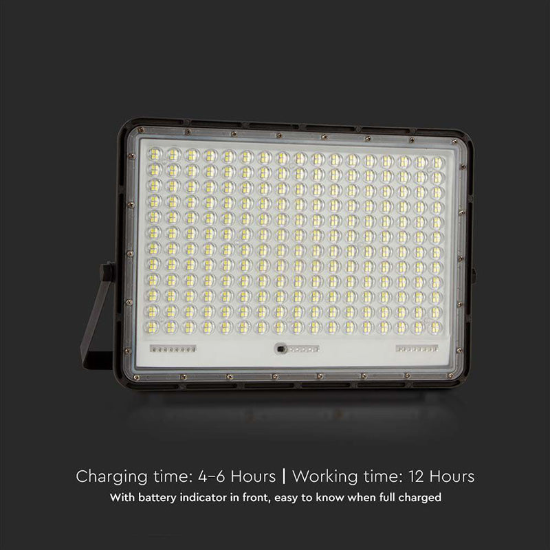 Reflector cu încărcare solară 30 W, 6400K, aluminiu negru, IP65, V-Tac SKU-7829