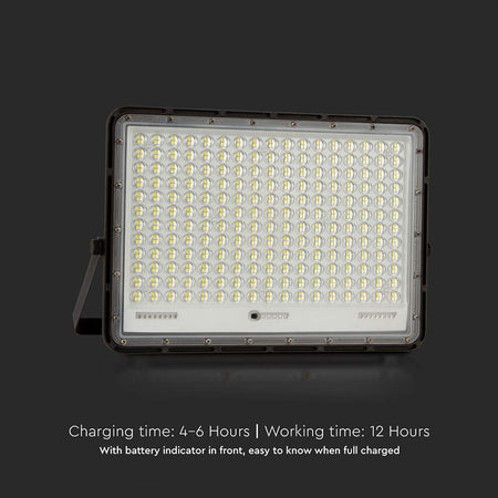 Reflector cu încărcare solară 30 W, 6400K, aluminiu negru, IP65, V-Tac SKU-7829