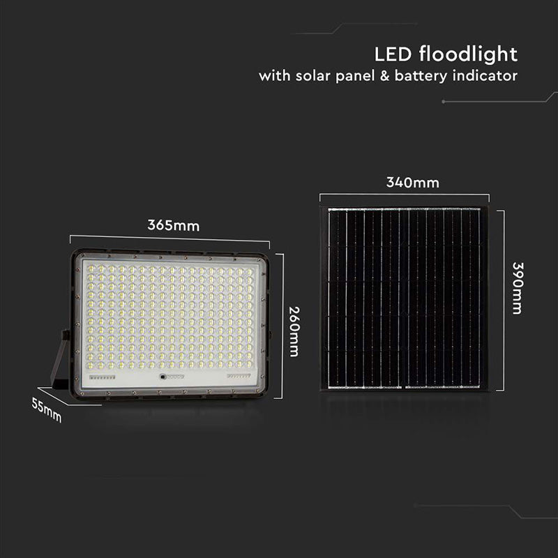 Reflector cu încărcare solară 30 W, 6400K, aluminiu negru, IP65, V-Tac SKU-7829