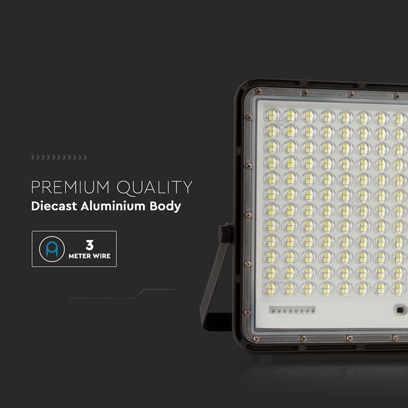 Reflector cu încărcare solară 30 W, 6400K, aluminiu negru, IP65, V-Tac SKU-7829