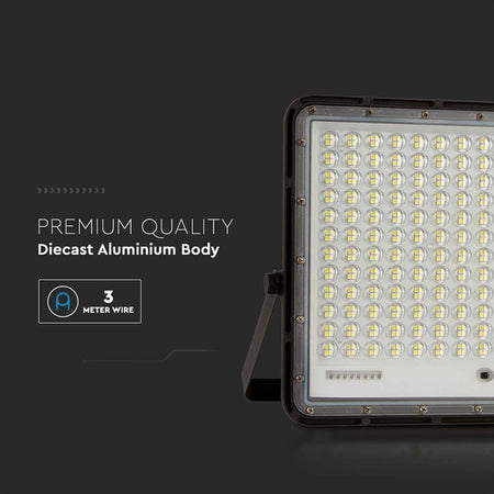 Reflector cu încărcare solară 30 W, 6400K, aluminiu negru, IP65, V-Tac SKU-7829