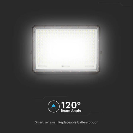 Reflector cu încărcare solară 30 W, 6400K, aluminiu negru, IP65, V-Tac SKU-7829