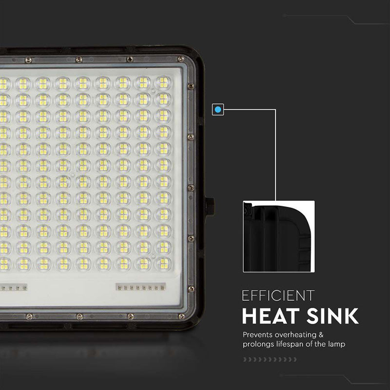Reflector cu încărcare solară 30 W, 6400K, aluminiu negru, IP65, V-Tac SKU-7829