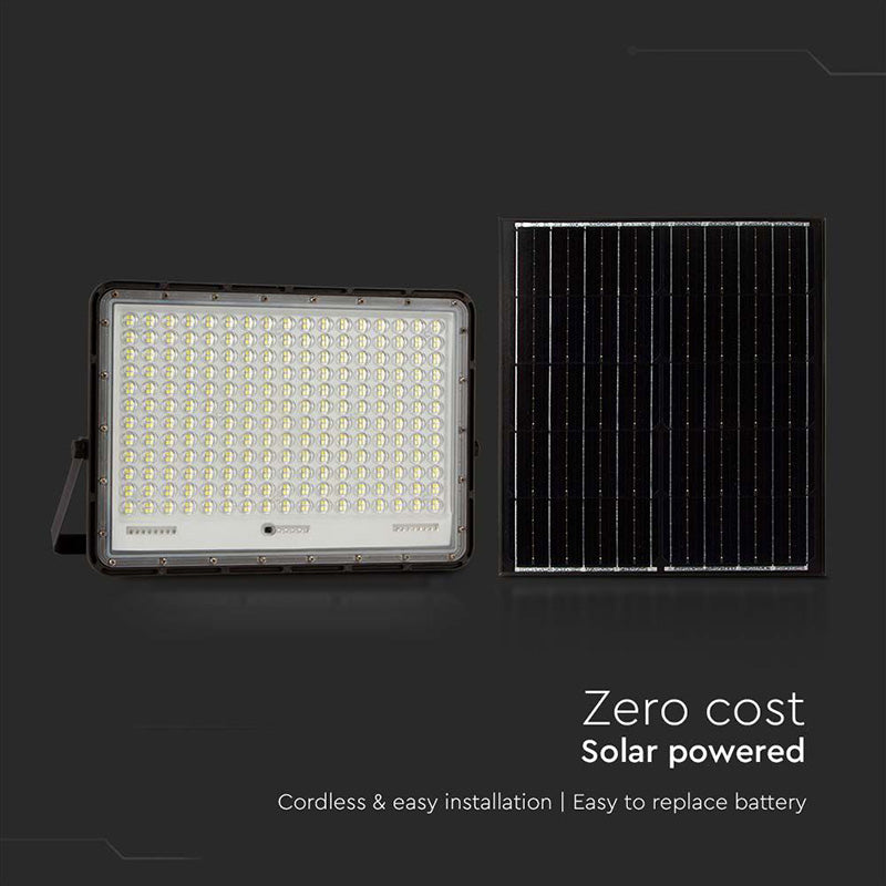 Reflector cu încărcare solară 30 W, 6400K, aluminiu negru, IP65, V-Tac SKU-7829