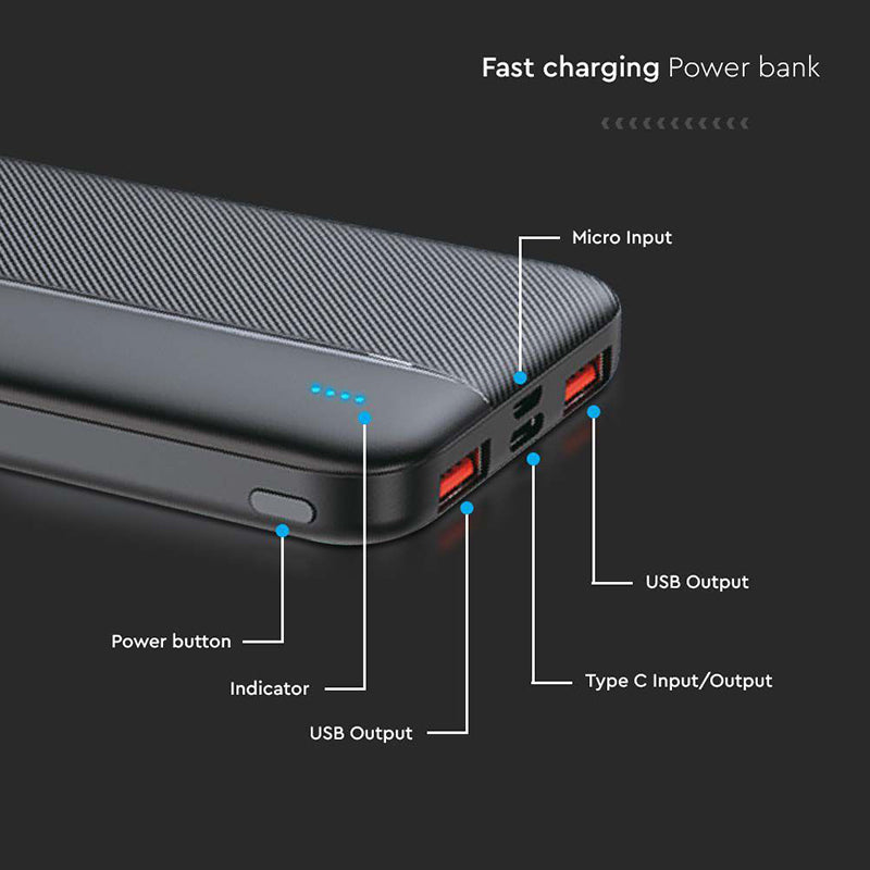 Power Bank 10000mah Fast Charge - Negru
