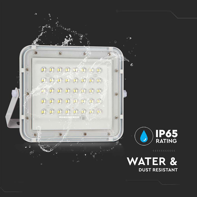 Reflector cu încărcare solară 6W, 400 lm, 6400K, IP65, aluminiu, alb V-Tac SKU-7839