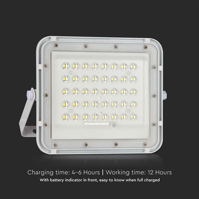 Reflector cu încărcare solară 6W, 400 lm, 6400K, IP65, aluminiu, alb V-Tac SKU-7839