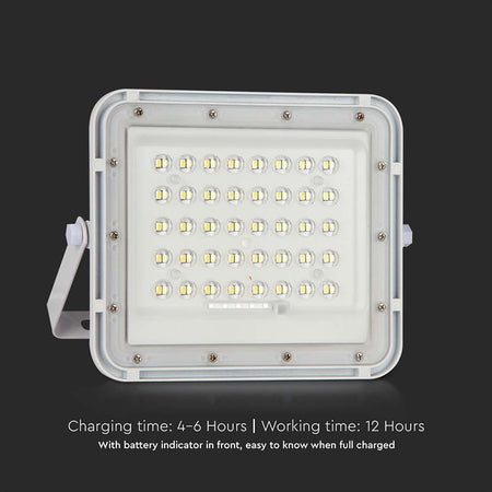 Reflector cu încărcare solară 6W, 400 lm, 6400K, IP65, aluminiu, alb V-Tac SKU-7839