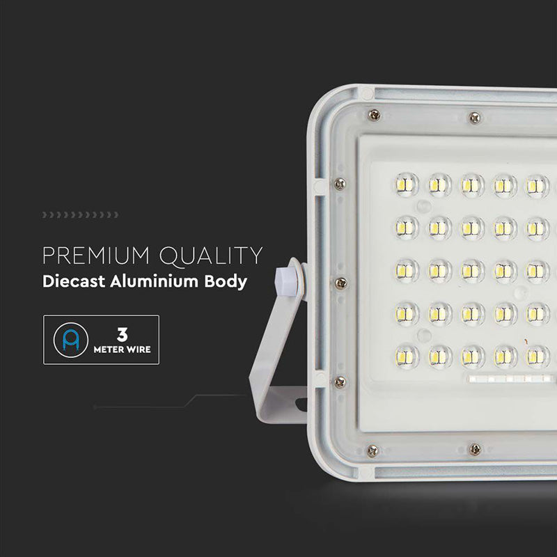 Reflector cu încărcare solară 6W, 400 lm, 6400K, IP65, aluminiu, alb V-Tac SKU-7839