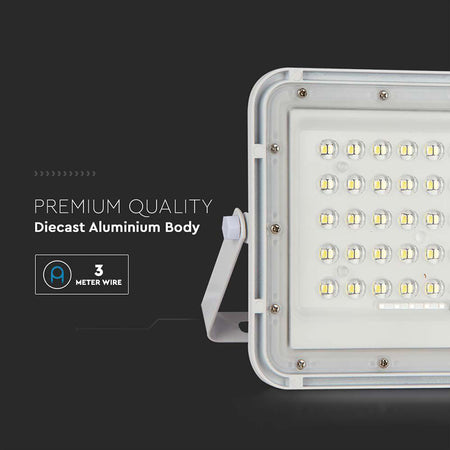 Reflector cu încărcare solară 6W, 400 lm, 6400K, IP65, aluminiu, alb V-Tac SKU-7839