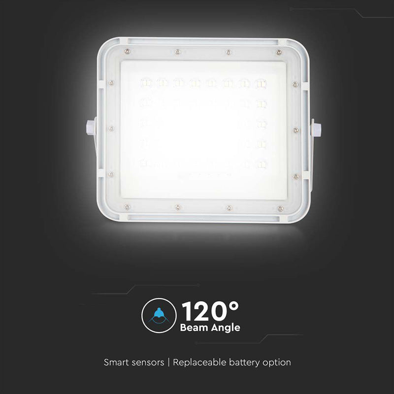 Reflector cu încărcare solară 6W, 400 lm, 6400K, IP65, aluminiu, alb V-Tac SKU-7839