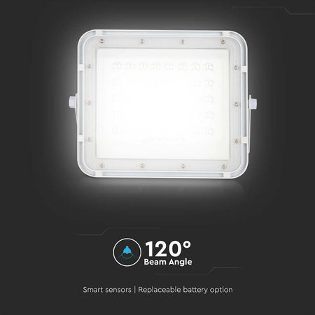 Reflector cu încărcare solară 6W, 400 lm, 6400K, IP65, aluminiu, alb V-Tac SKU-7839