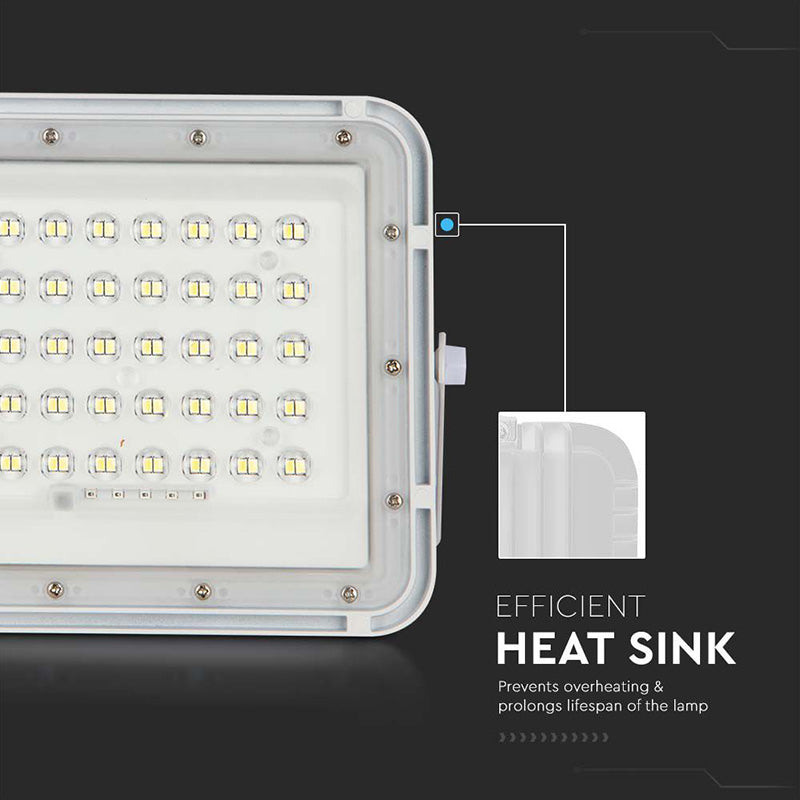 Reflector cu încărcare solară 6W, 400 lm, 6400K, IP65, aluminiu, alb V-Tac SKU-7839