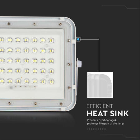 Reflector cu încărcare solară 6W, 400 lm, 6400K, IP65, aluminiu, alb V-Tac SKU-7839