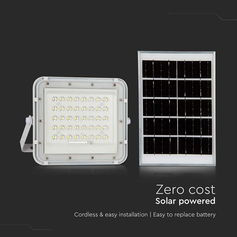 Reflector cu încărcare solară 6W, 400 lm, 6400K, IP65, aluminiu, alb V-Tac SKU-7839