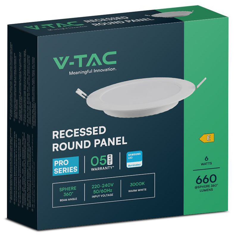 Panou LED 6W încorporabil, 4000K, rotund, alb neutru, V-Tac SKU-78591