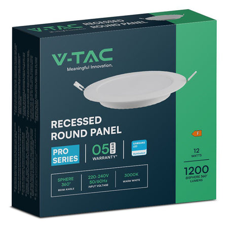 Panou LED 12W încastrabil 6500K alb, rotund V-Tac SKU-78631