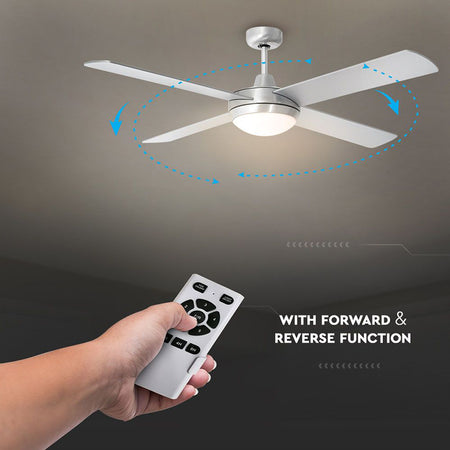 Ventilator tavan tip candelabru 2×E27, pale reversibile, telecomandă, argintiu V-Tac SKU-7918