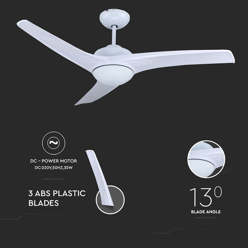Ventilator de tavan cu iluminat 3 în 1, 35W, 5 viteze, cu telecomandă, V-Tac