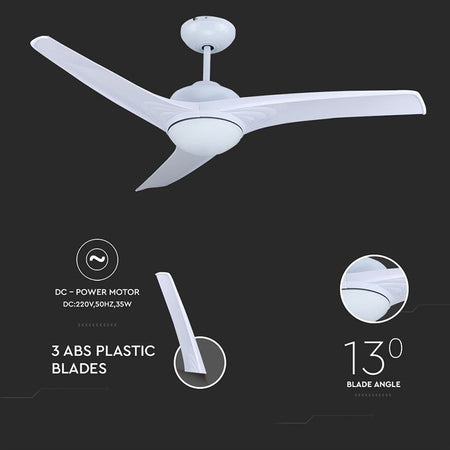 Ventilator de tavan cu iluminat 3 în 1, 35W, 5 viteze, cu telecomandă, V-Tac