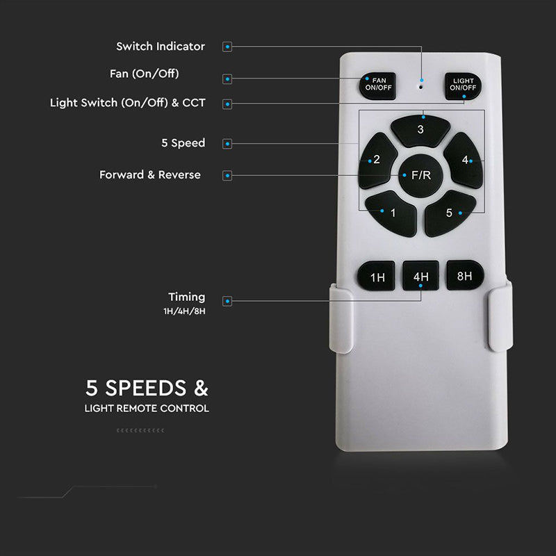 Ventilator de tavan cu iluminat 3 în 1, 35W, 5 viteze, cu telecomandă, V-Tac