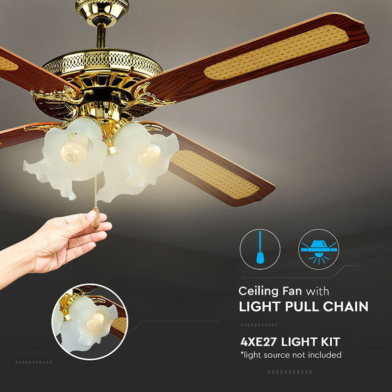 Ventilator Tip Candelabru 4 X E27 - Auriu