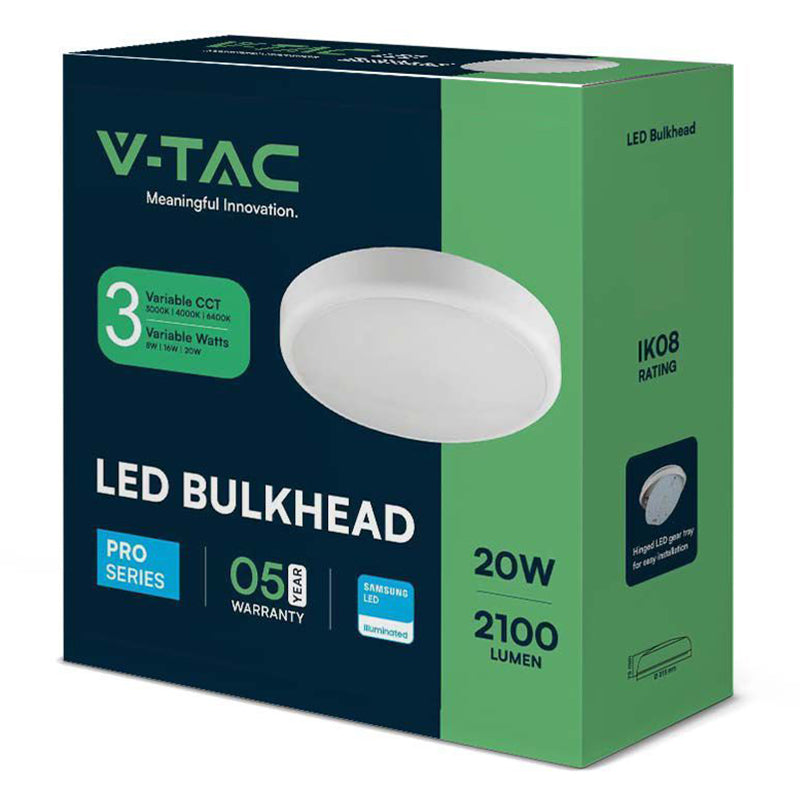 Plafoniera Led 8w/16w/20w 3in1 Ip65 - Alb