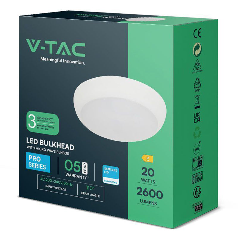 Plafoniera Led 8w/16w/20w 3in1 + Senzor Miscare Ip65- Alb