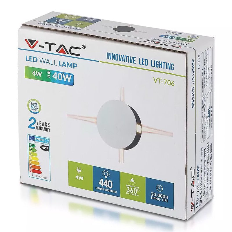 Lampa Led Montaj Perete 4w Ip65 3000k Alb Cald