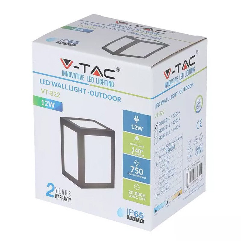 Lampă LED 12 W 3000K alb cald, IP65, negru V-Tac SKU-8340