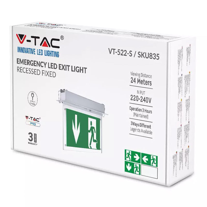 Lampă LED ieșire de urgență 2W 6000K alb rece, V-Tac SKU-835