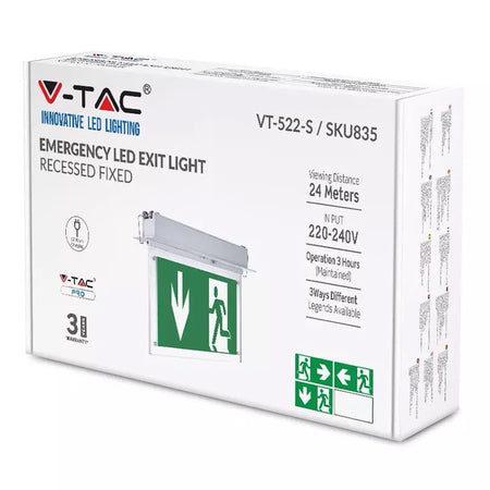 Lampă LED ieșire de urgență 2W 6000K alb rece, V-Tac SKU-835